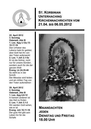Kirchenzettel vom 21.04. - 06.05.2012 - St. Korbinian zu Unterhaching
