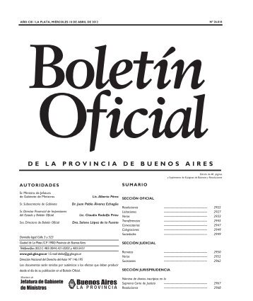 Sección Oficial - Ministerio de Gobierno de la Provincia de Buenos ...