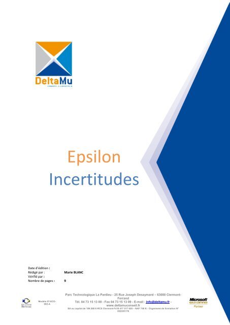 Démonstration du logiciel Epsilon Incertitudes. Jean ... - Eurofins