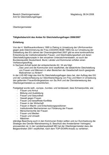 Bereich Oberbürgermeister Magdeburg, 08.04.2008 Amt für ...