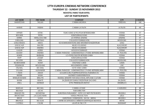 17th europa cinemas network conference