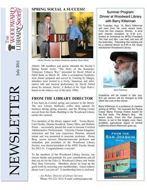 Newsle Tter Felix G Woodward Library Austin Peay State