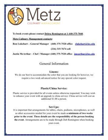 Metz Catering Guide