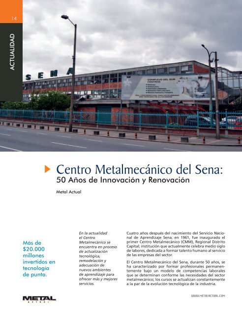 Centro Metalmecánico del Sena: - Revista Metal Actual