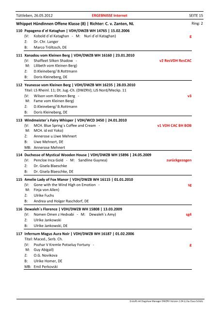 Ital. Windspiel Rüden Veteranenklasse (1) | Richter: I. Dr. Bänziger ...