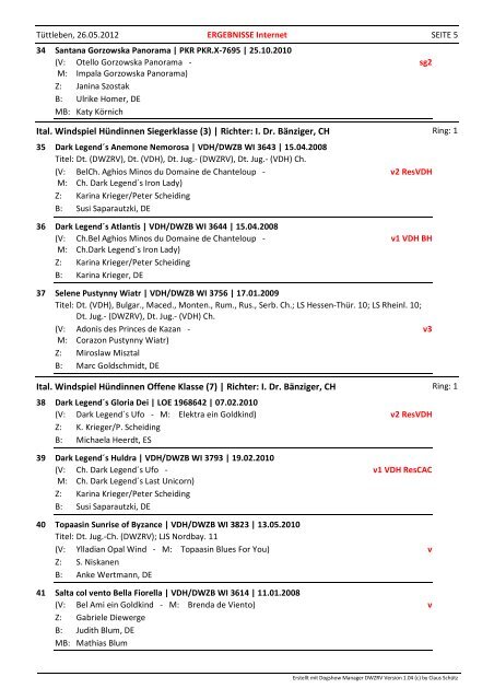 Ital. Windspiel Rüden Veteranenklasse (1) | Richter: I. Dr. Bänziger ...