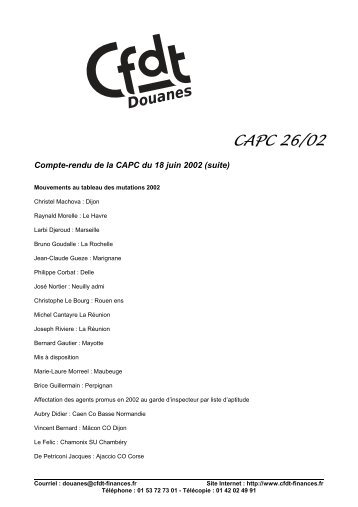 Douanes CAPC 26/02 - CFDT Finances