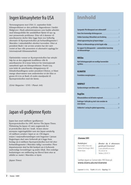 Les mer (pdf) - CICERO Senter for klimaforskning - Universitetet i Oslo