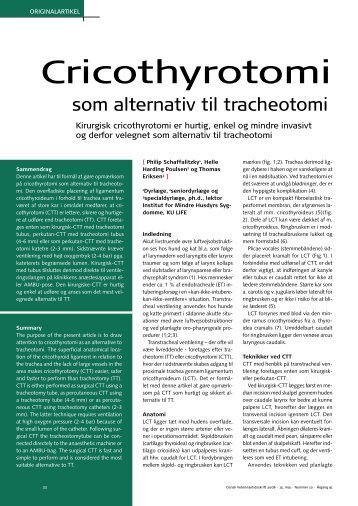 Cricothyrotomi som alternativ til tracheotomi