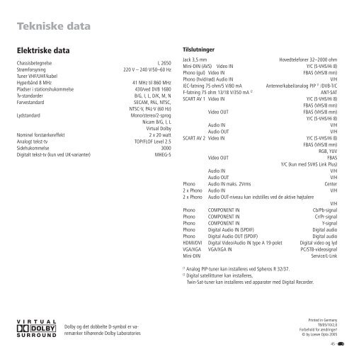 TV Betjeningsvejledning - Loewe