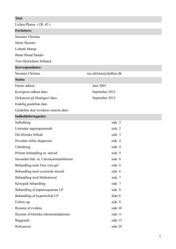 1 Titel Lichen Planus ( DL 43 ) Forfattere: Susanne Christau Mette ...