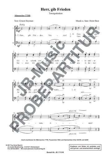 Herr, gib Frieden (Totengedenken) (TTBB, TTB, SATB, SAM, SSA)