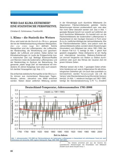 Der Klimawandel - Einblicke, Rückblicke und Ausblicke