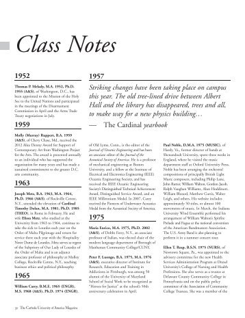 Class Notes - CUA Magazine - Catholic University of America