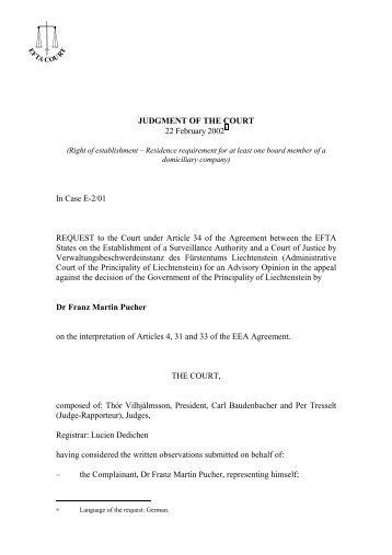 Judgment E-2/01 - EFTA Court