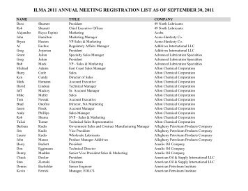 ilma 2011 annual meeting registration list as of september 30, 2011