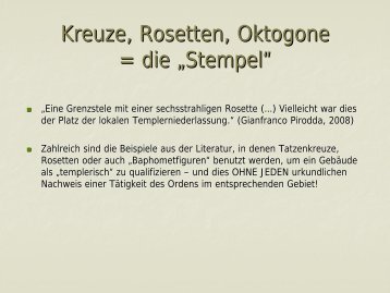 Kreuze, Rosetten, Oktogone = Die - Templerlexikon