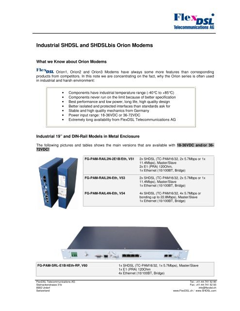 Industrial SHDSL and SHDSLbis Orion Modems