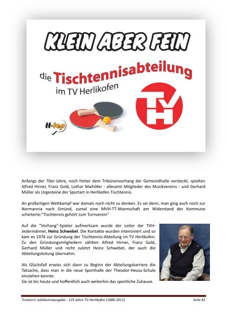 Teamgeist Jubiläumsausgabe 125 Jahre TVH