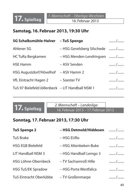 1.Spieltag - TuS Spenge