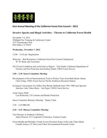 2012 Invasive Species and Illegal Activities – Th - California Forest ...