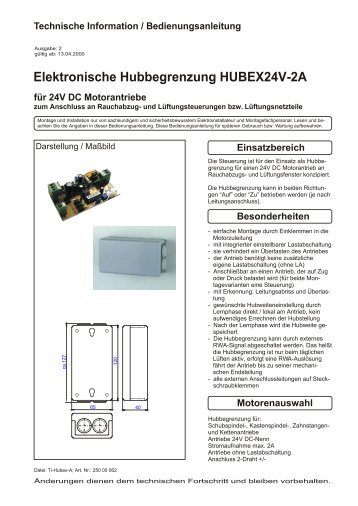 Elektronische Hubbegrenzung HUBEX24V-2A - STG-Beikirch