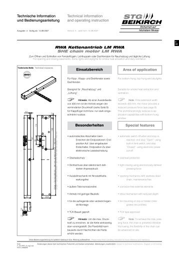 Technical information and operating instruction ... - STG-Beikirch