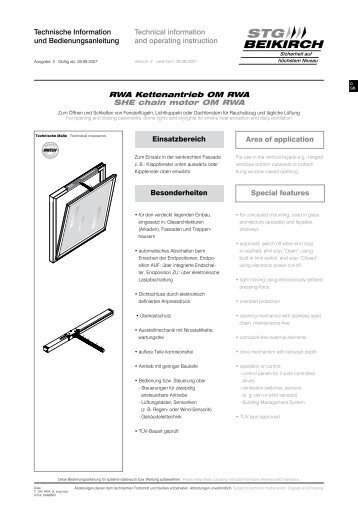 Technical information and operating instruction ... - STG-Beikirch