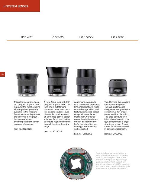 PRODUCT CATALOGUE - Hasselblad