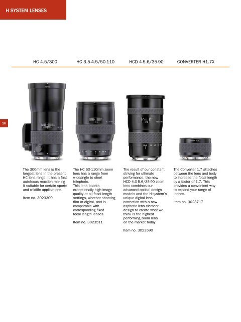 PRODUCT CATALOGUE - Hasselblad