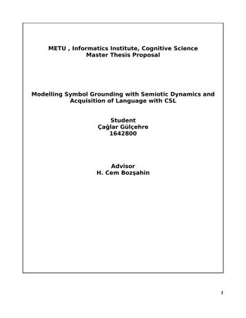 METU , Informatics Institute, Cognitive Science Master Thesis ...