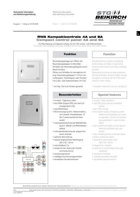 Compact control panel 4A and 8A Function Special ... - STG-Beikirch