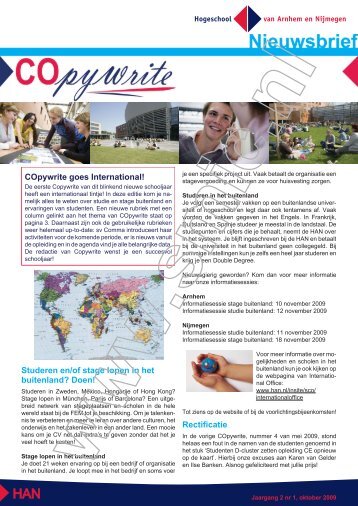 Rectificatie COpywrite goes International! Studeren en/of stage ...