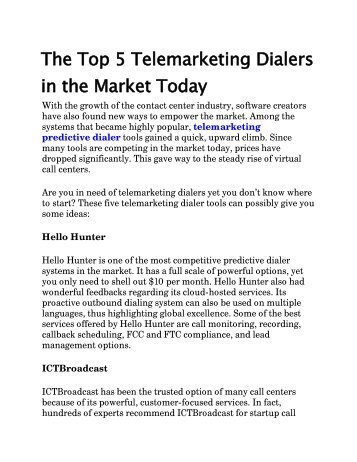 The Top 5 Telemarketing Dialers in the Market