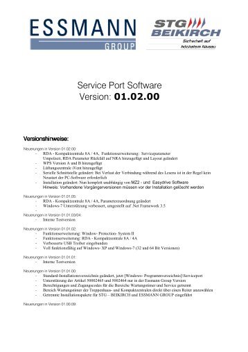 Service Port Software Version: 01.02.00 - STG-Beikirch