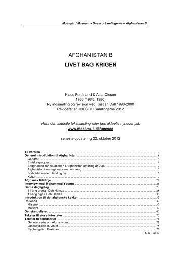 AFGHANISTAN B LIVET BAG KRIGEN - UNESCO Samlingerne