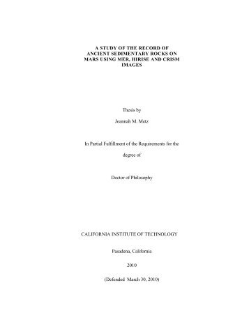 Metz Thesis - California Institute of Technology