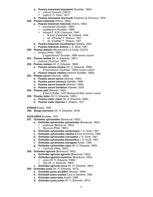 A SKELETON CHECKLIST OF THE BUTTERFLIES OF THE UNITED ...