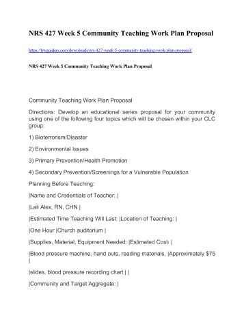 community teaching plan community teaching work A+ solutions nrs-427v week 5 community teaching work plan proposal concepts in community and public health - disaster management the rn to bsn. community teaching plan community teaching work A+ solutions nrs-427v week 5 community teaching work plan proposal concepts in community and public health - disaster management the rn to bsn.