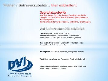 Trainer- und Betreuerzubehör sowie Koordination