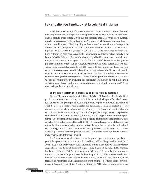 Handicap éducation et inclusion perspective sociologique