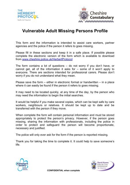 Vulnerable Adult Missing Persons Profile