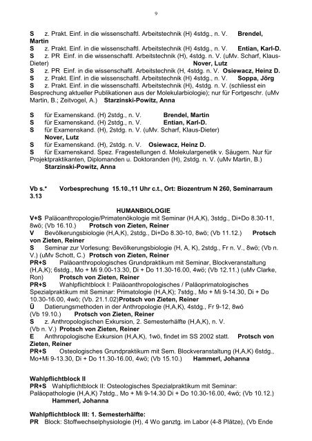 FACHBEREICH 15: BIOLOGIE und INFORMATIK