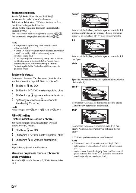 Sony KDL-20S4000 - KDL-20S4000 Istruzioni per l'uso Slovacco