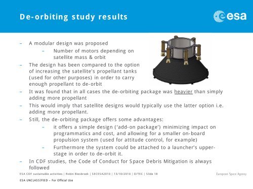 Sustainable Satellite Design Activities in the ESTEC CDF - Congrex