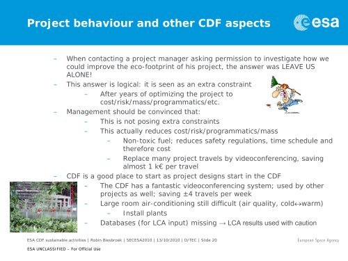 Sustainable Satellite Design Activities in the ESTEC CDF - Congrex