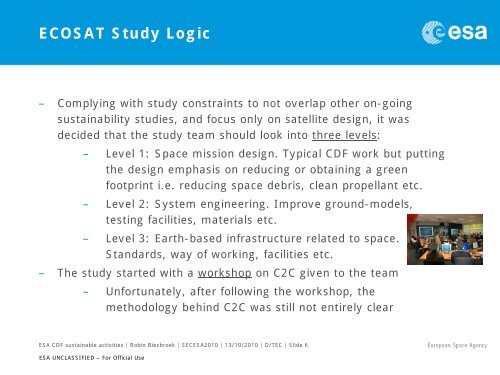 Sustainable Satellite Design Activities in the ESTEC CDF - Congrex