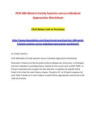 PCN 500 Week 6 Family Systems versus Individual Approaches Worksheet