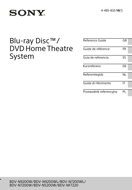 Sony BDV-N9200W - BDV-N9200W Guide de r&eacute;f&eacute;rence