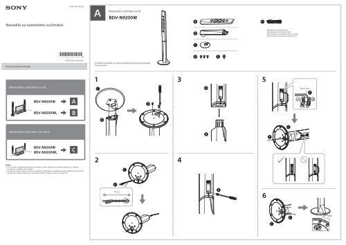 Sony BDV-N9200W - BDV-N9200W Guide d'installation des enceintes Slov&eacute;nien